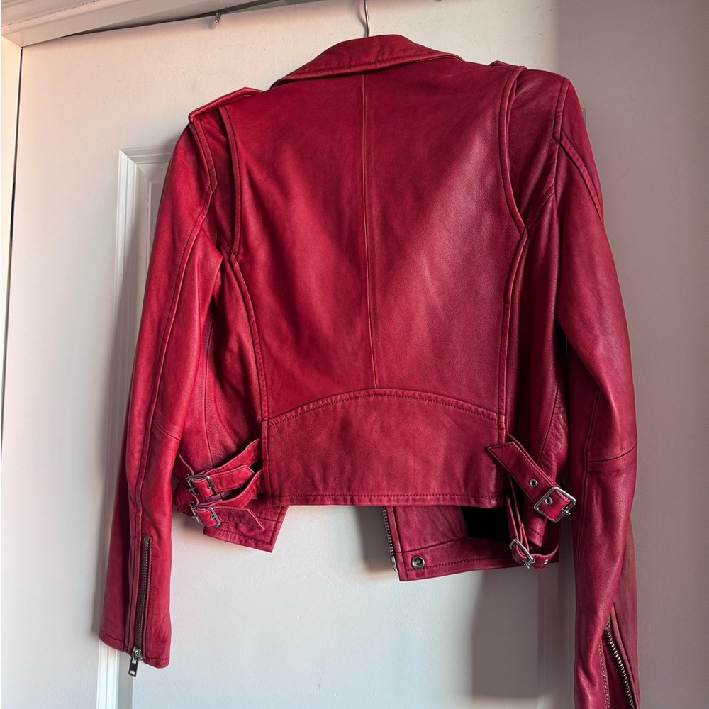 Red Iro Leather Moto Jacketet 40